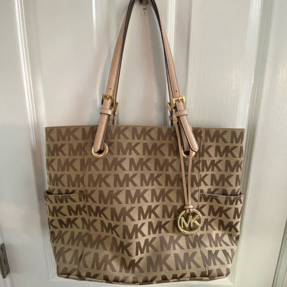 Michael Kors Signature Tan Logo Large Tote